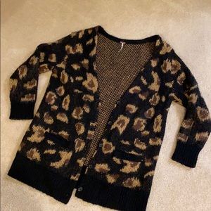 Free people leopard print cardigan